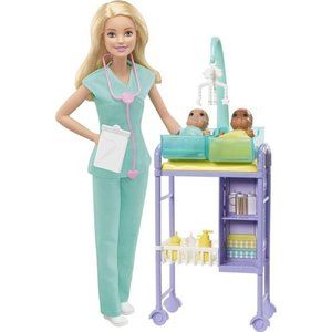 Barbie Careers Doll & Playset, Baby Doctor Theme Blonde Fashion Doll Girls Gift